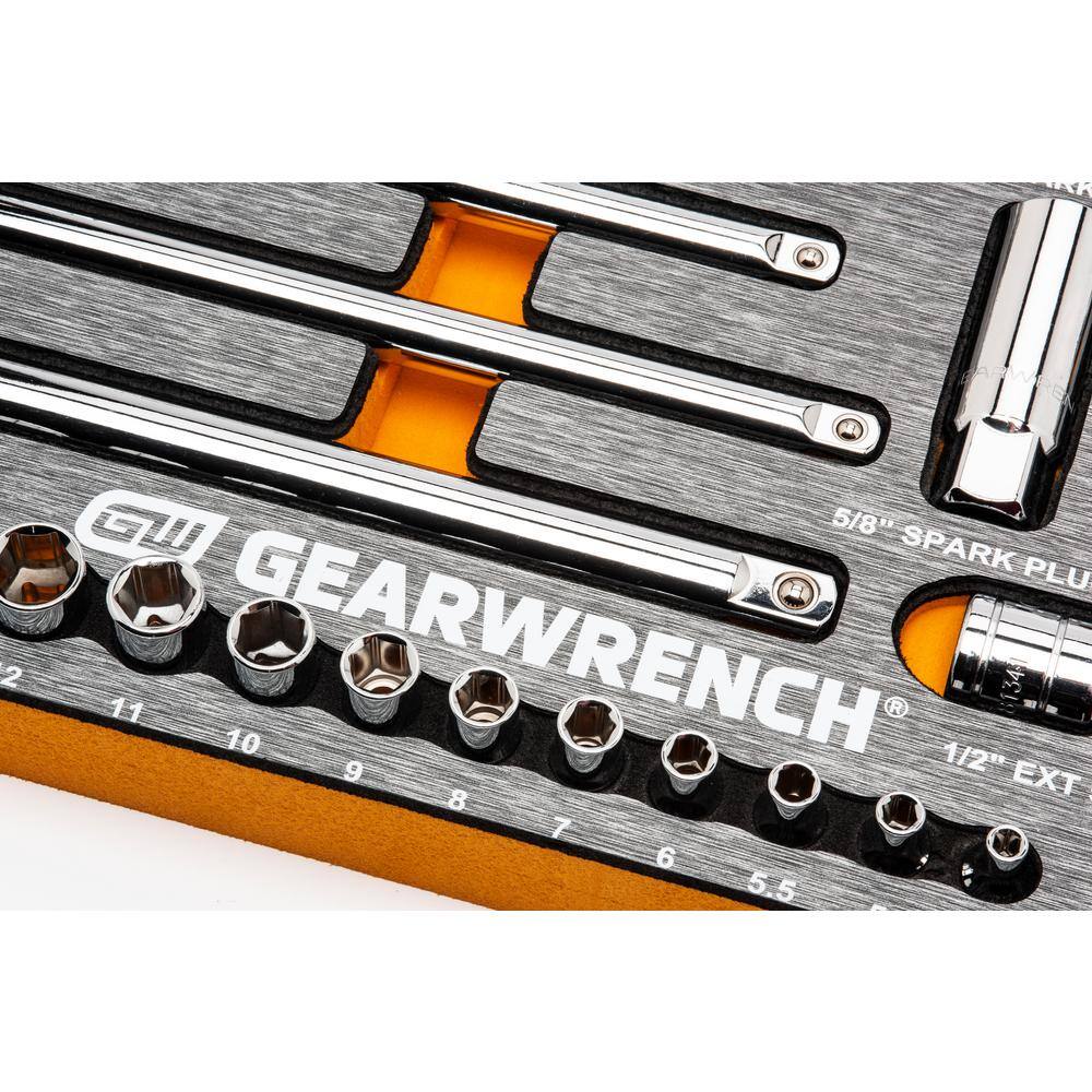 GEARWRENCH 120XP 14 in. 38 in. 12 in. Drive Standard and Deep SAEMetric Mechanics Tool Set in EVA Tray (94-Piece) 83071-07