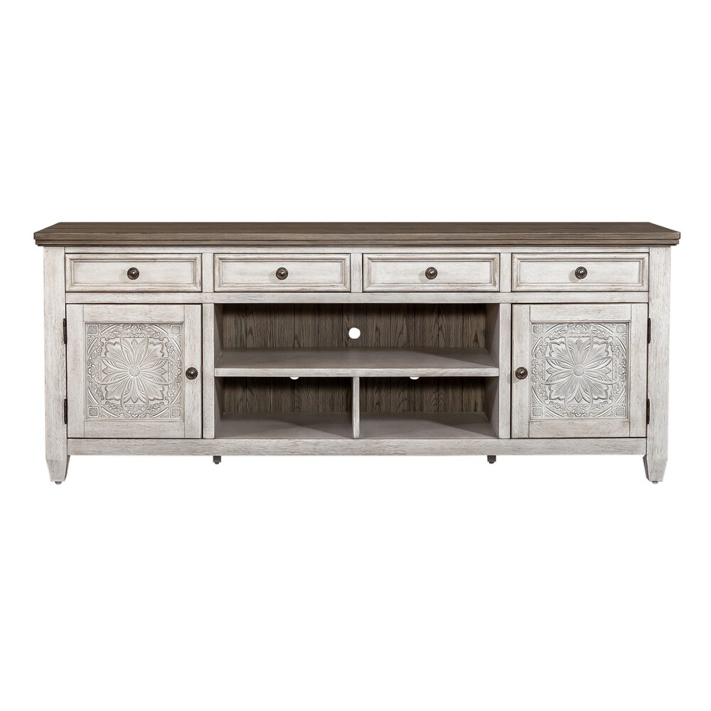 Heartland Antique White Tobacco 76 Inch Tile TV Console