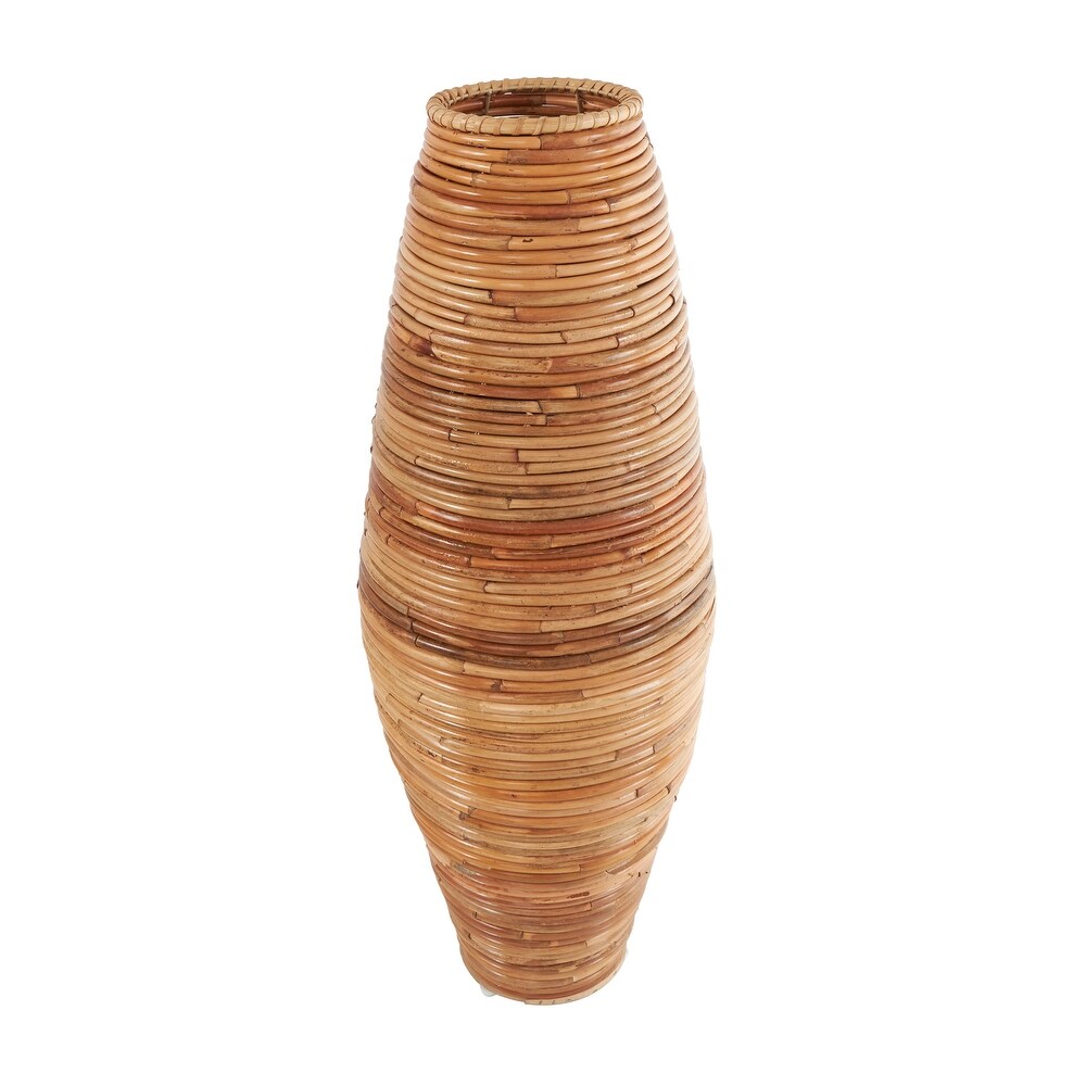 Brown Rattan Handmade Tall Wrapped Vase