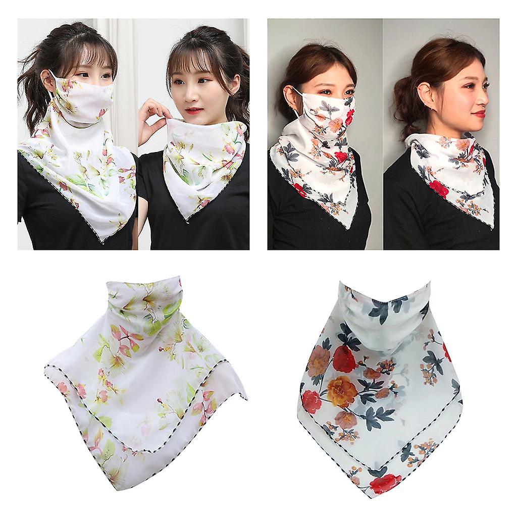 2 Pieces Women Half Face Mask Scarf Mouth Cover Dust-proof Scarf Neck Masks