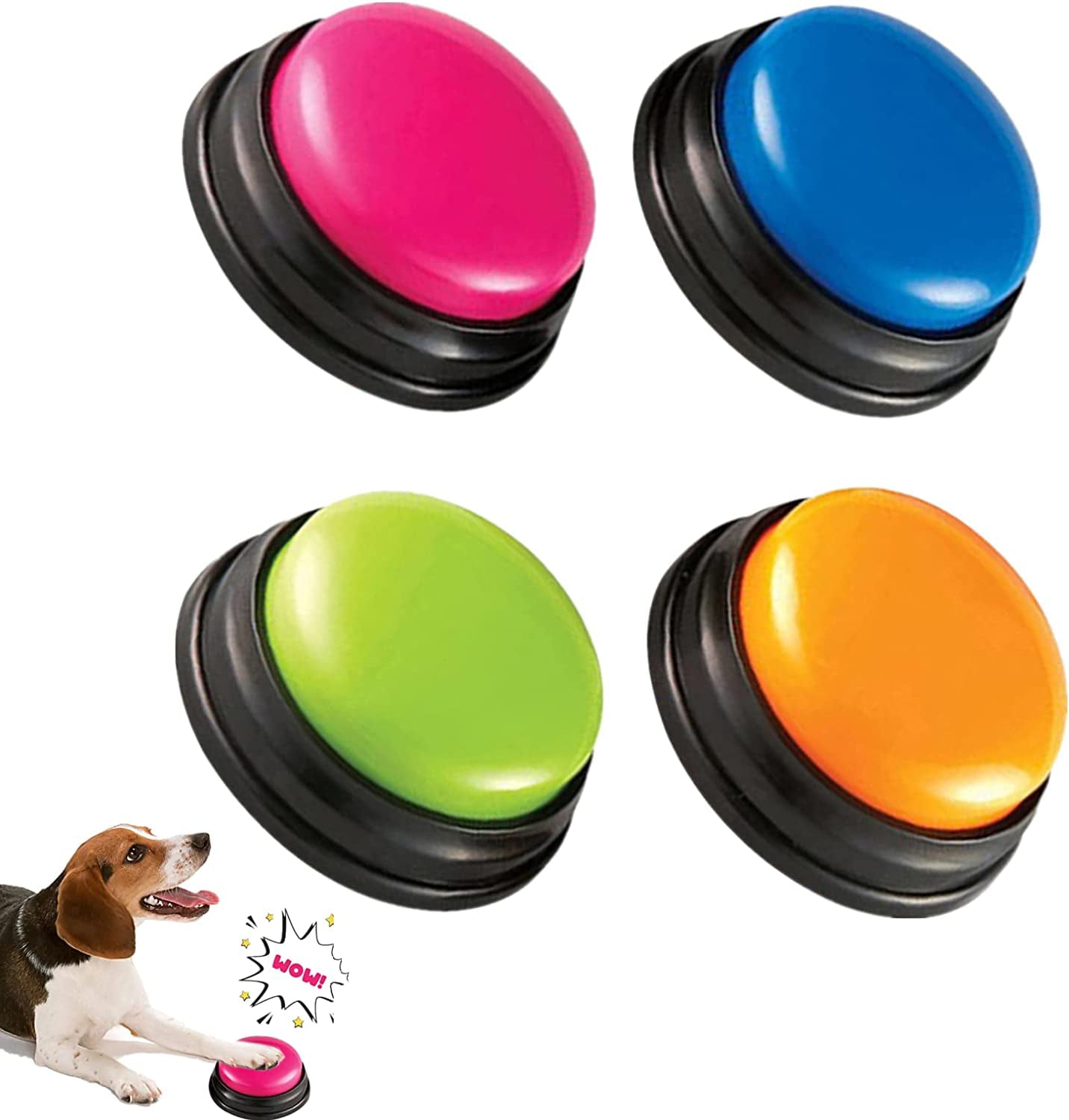 MoveCatcher Voice Recording Button， Dog Buttons for Communication Pet Training Buzzer， Speaking Button for Dog Training 30s Record and Playback - Games and Stuff for Dogs - Set of 4