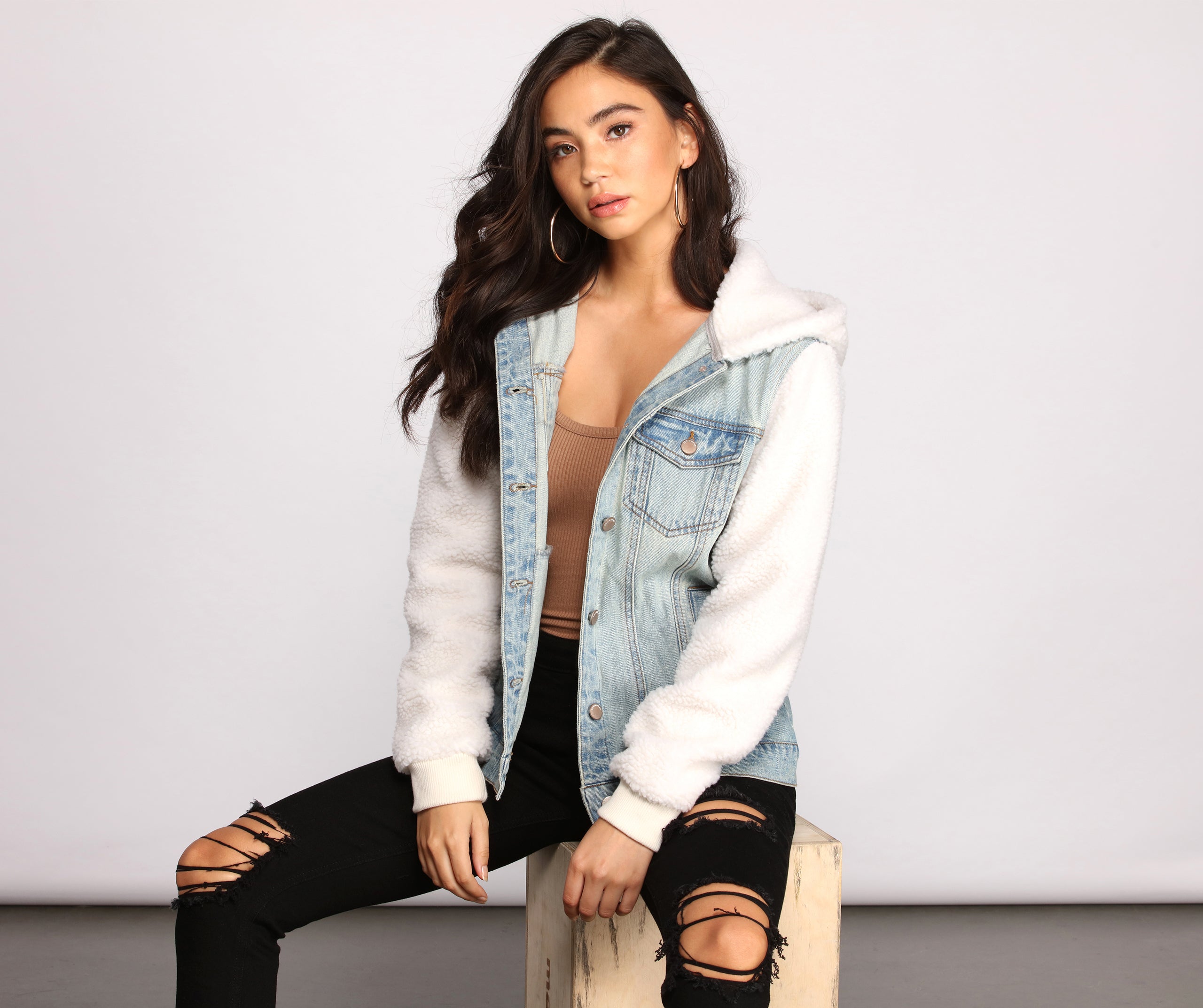 Cozy Casual Vibe Sherpa Denim Jacket