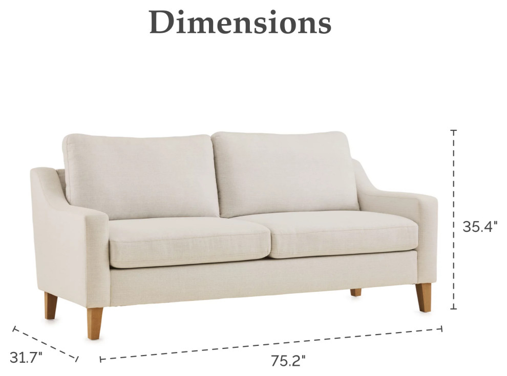 Retro Modern Sofa  Natural Oak Legs With Padded Seat  ampSloped Arms   Transitional   Sofas   by Decorn  Houzz