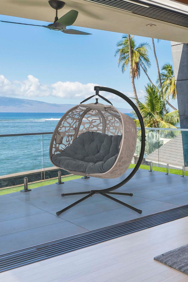 66H x 50W x 43D Beige Hanging Loveseat With Branch Design   Transitional   Hammocks And Swing Chairs   by IDEAZ International  LLC  Houzz