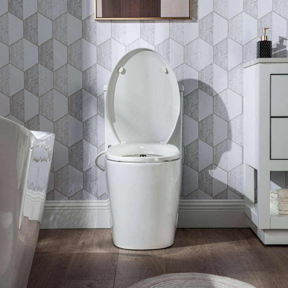 Casta Diva Elongated Bidet Toilet Combo Dual Flush 0.91.28 GPF in White with Non-Electric Bidet Seat CD-BT04