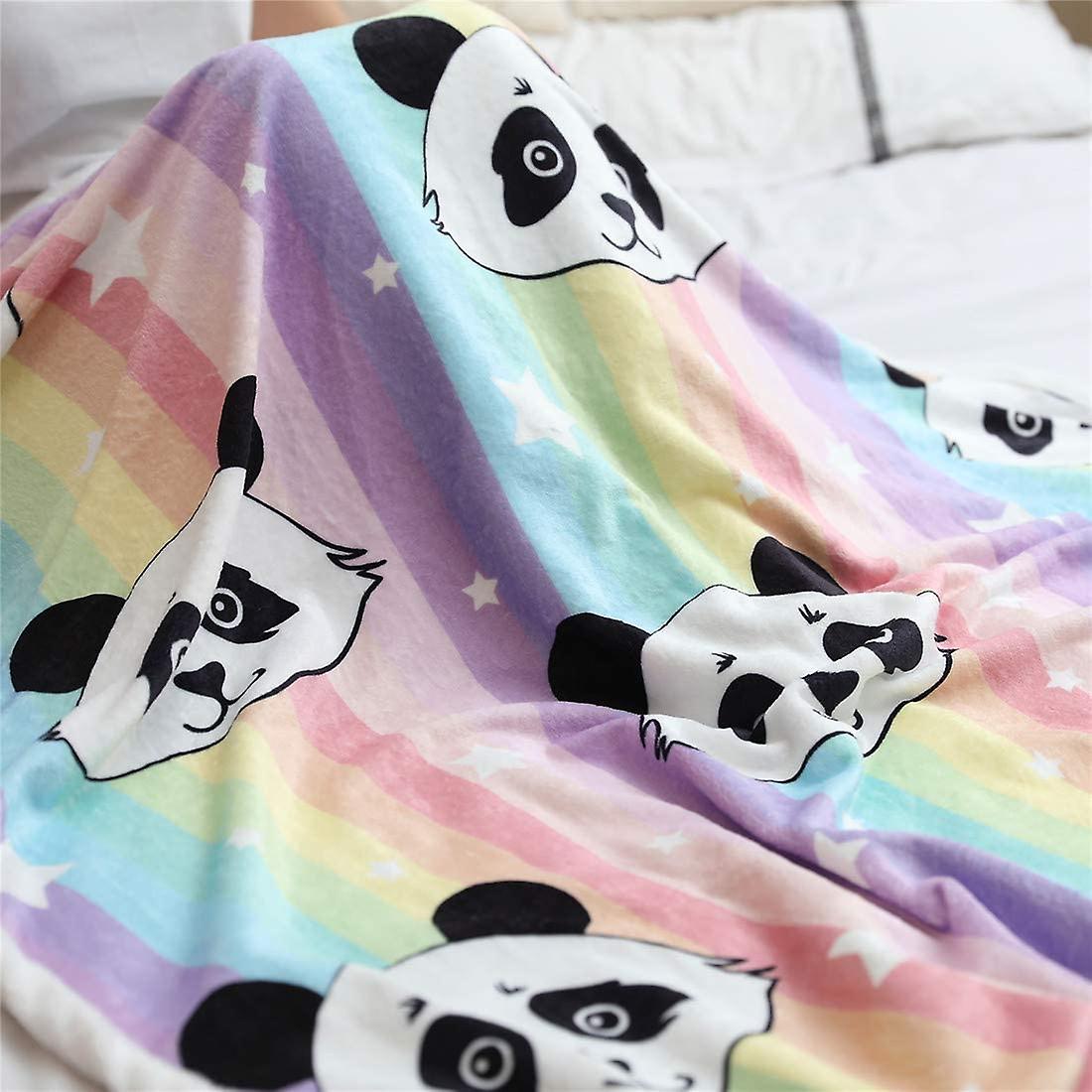 Panda Throw Blanket Sherpa Fleece Blanket Cartoon Panda Pattern Lightweight Throw For Bed Sofa Travel Kids Teens Birthday Gifts (50