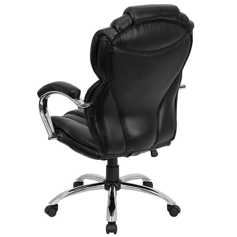 Emma and Oliver High Back Transitional Style Leather Executive Swivel Office Chair with Arms