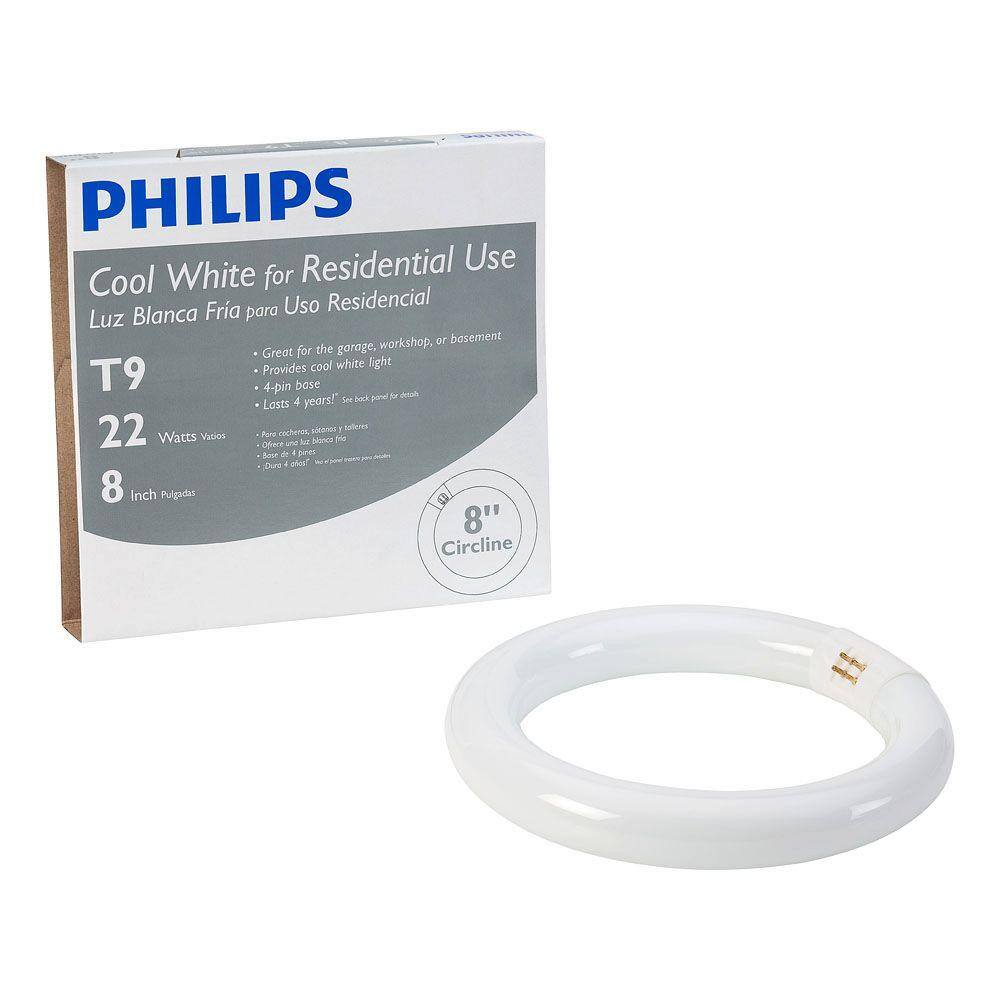 Philips 22-Watt 8 in. Linear T9 Fluorescent Tube Light Bulb Cool White (4100K) Circline (1-Pack) 391169