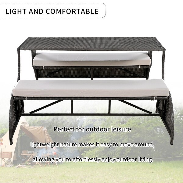 Roomfitters Versatile Outdoor Loveseat Converts to Four Seats and a Table，Durable Design，Ideal for Gardens，Lawns，Patio