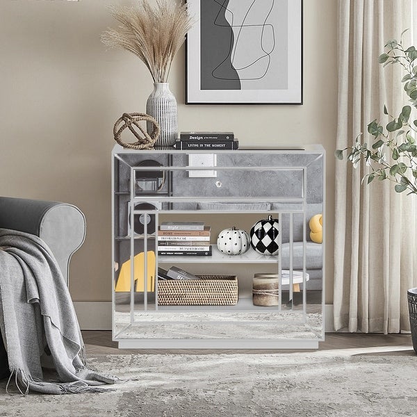 MDF with Mirror Surface TV Cabinet Fireplace Cabinet (without Fireplace)