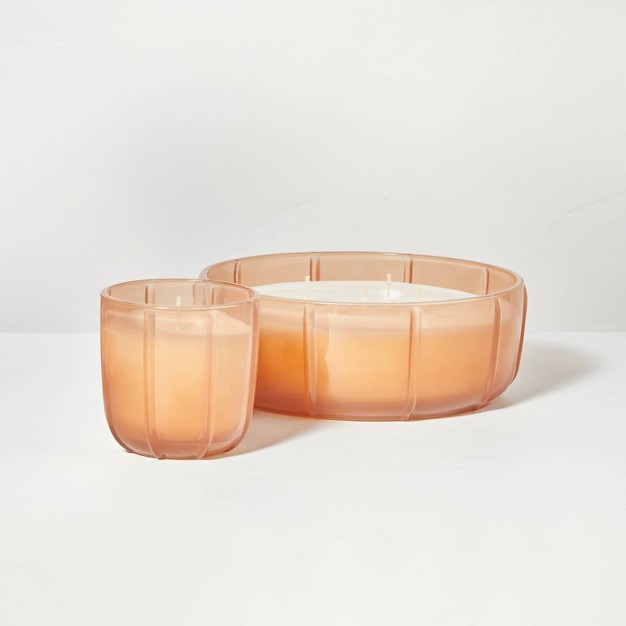 Tinted Glass Sandalwood amp Terracotta Ribbed Jar Candle Orange With Magnolia