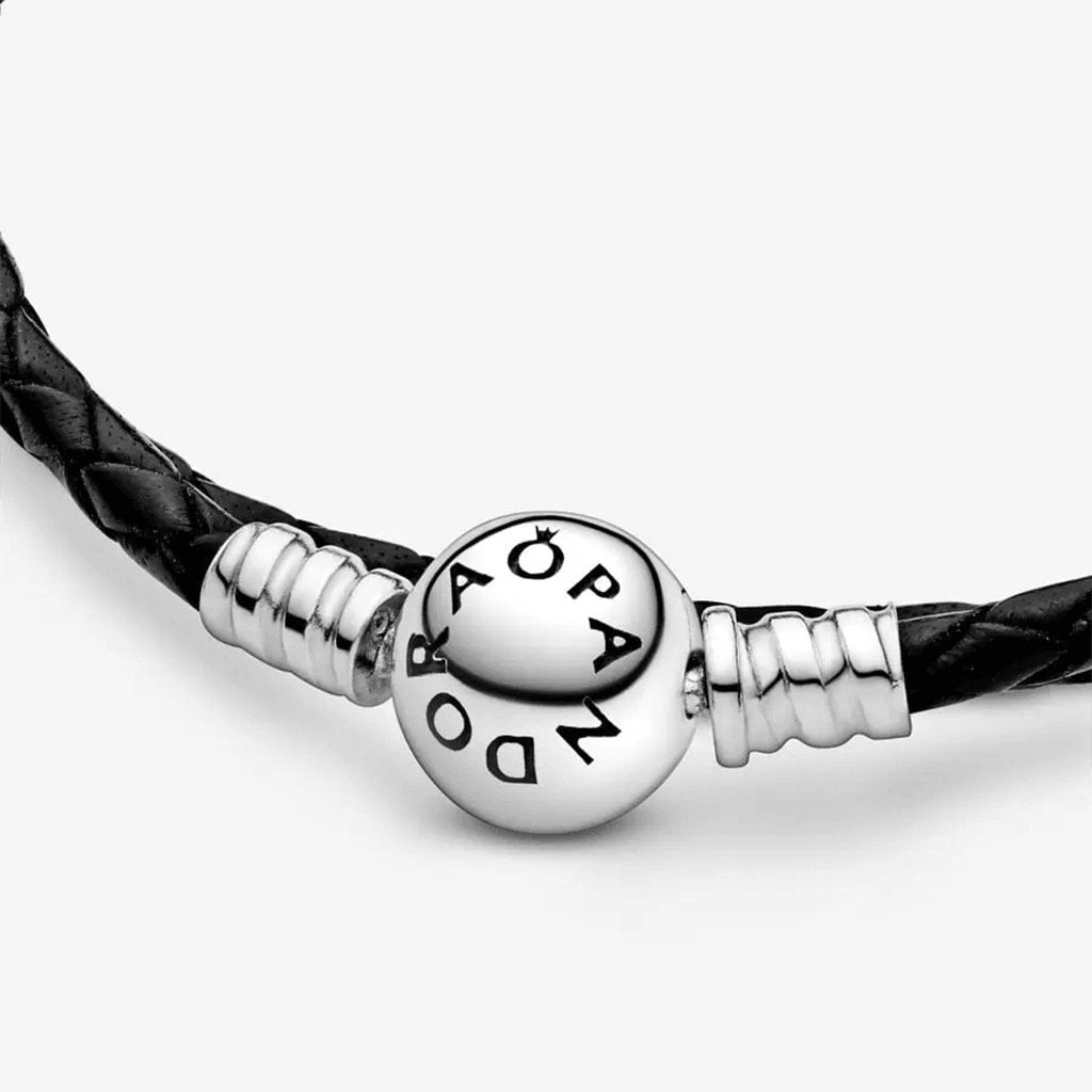 PANDORA  Pandora Moments Double Black Leather Bracelet