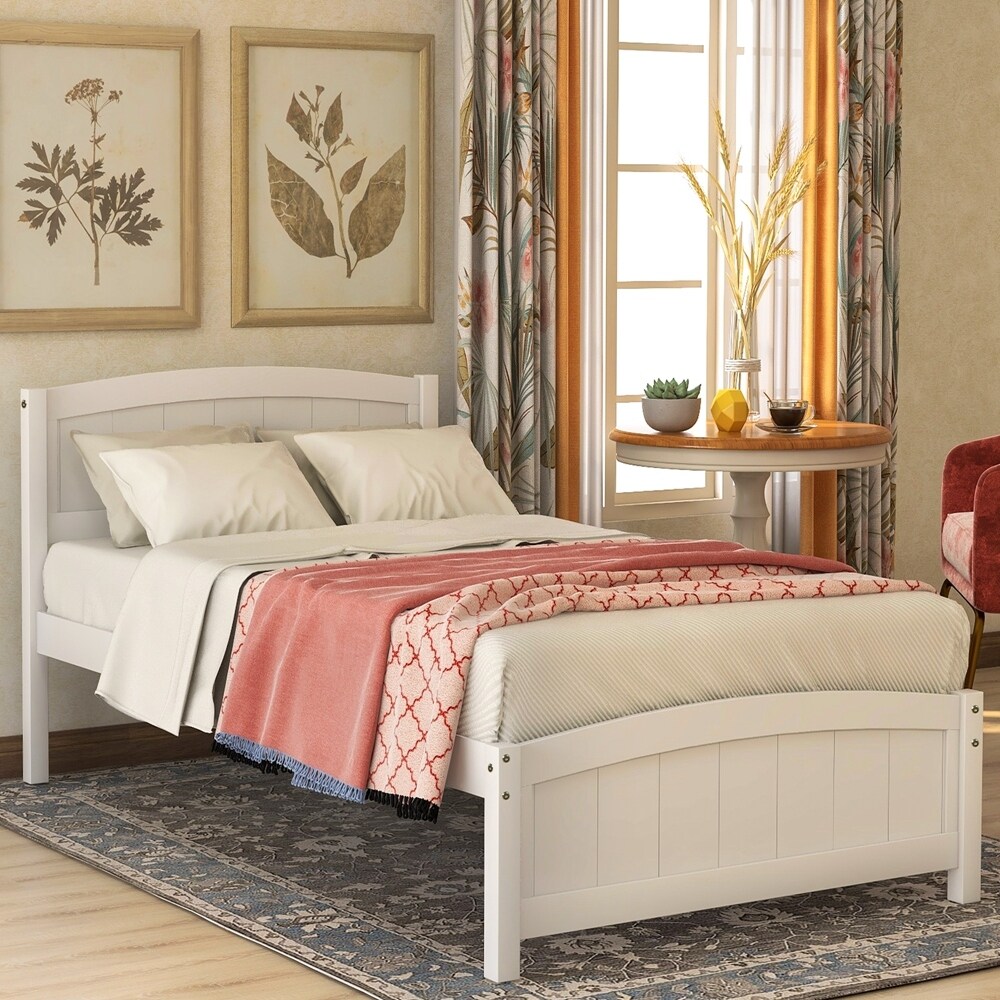 Wood Platform Bed with Headboard