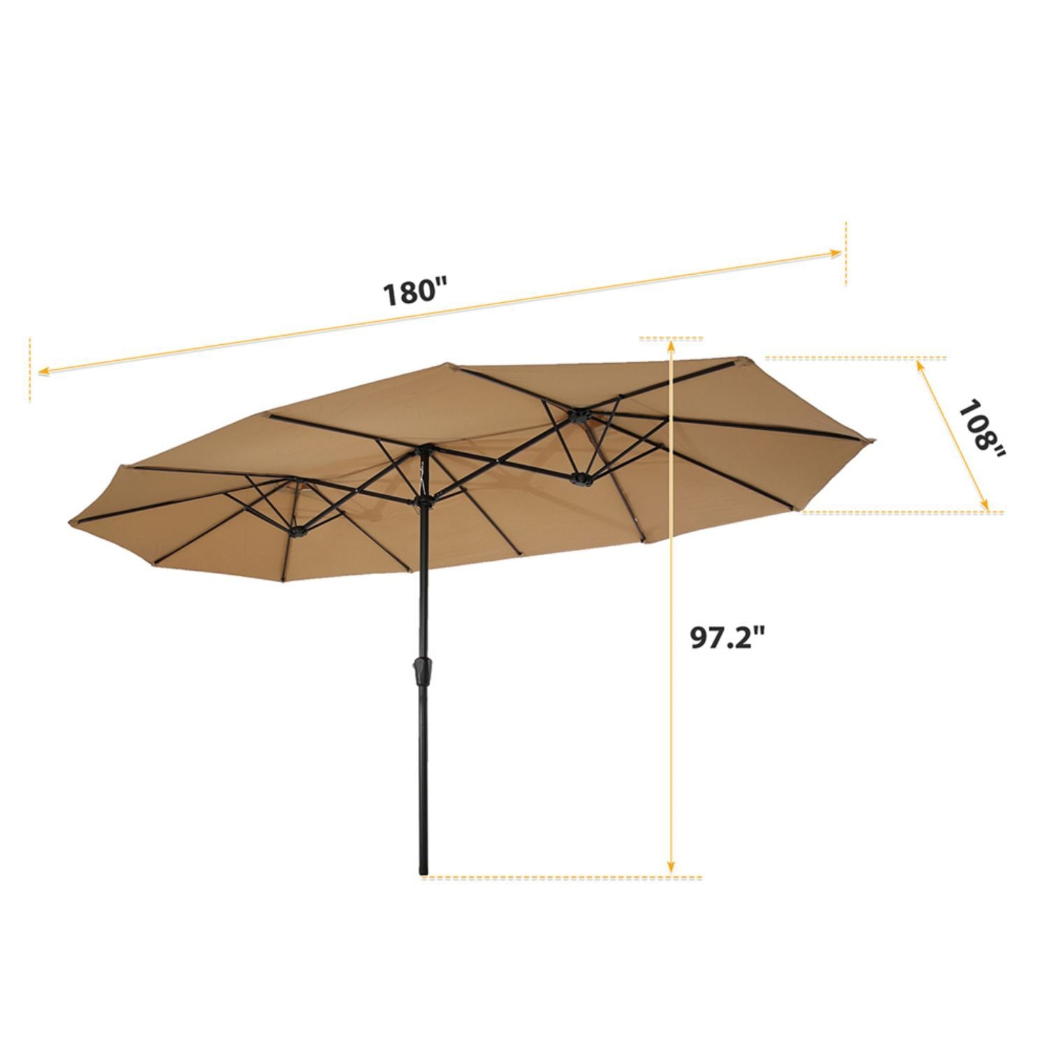 Cmgb Large Double-Sided Rectangular Outdoor Patio Umbrella with Crank-Taupe