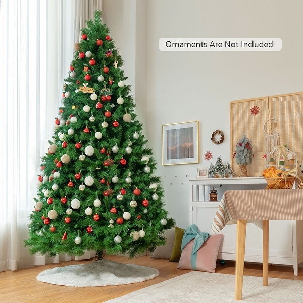 Gymax 6/7/9 FT PreLit Artificial Christmas Tree Hinged Xmas Tree w/ 8