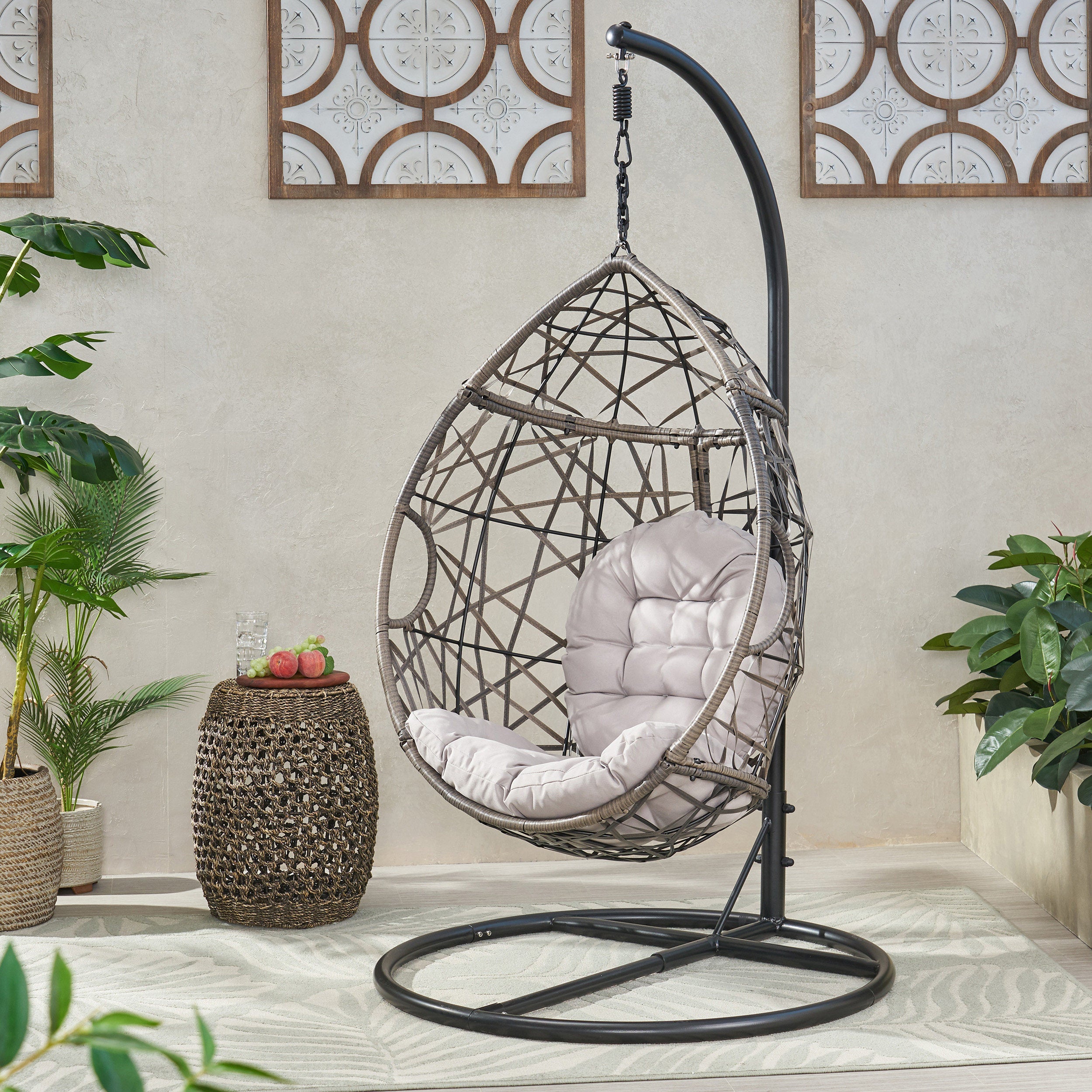 Berkley Outdoor Wicker Hanging Teardrop / Egg Chair