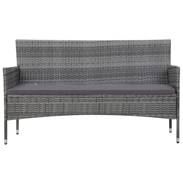 4 Piece Patio Lounge Set With Cushions Poly Rattan Gray - Overstock - 36363663