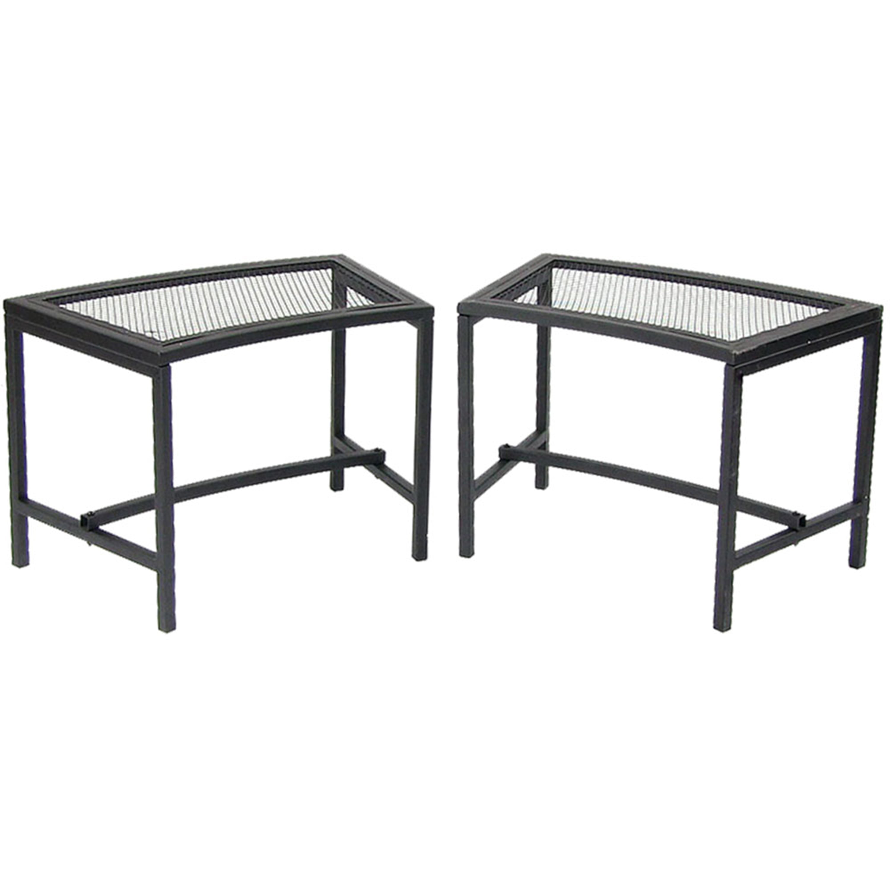 Sunnydaze Outdoor Lightweight and Portable Metal Patio Side End Table or Backless Bench Seat with Mesh Top - 23