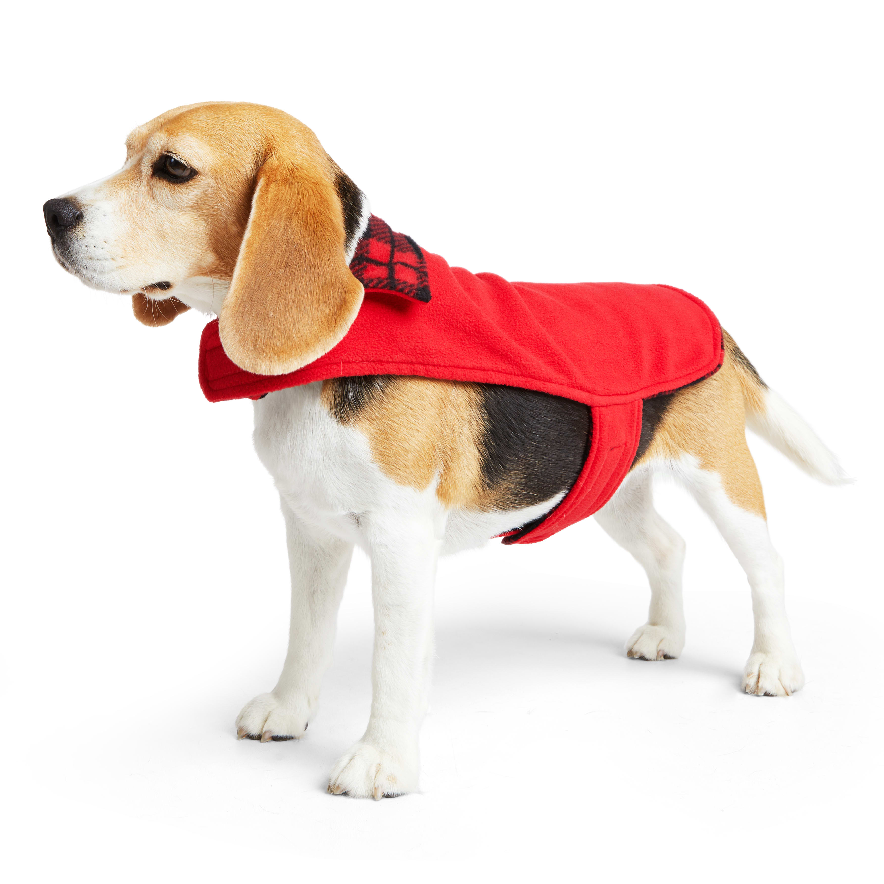 YOULY Red Check Cozy Dog Coat， X-Small/Small