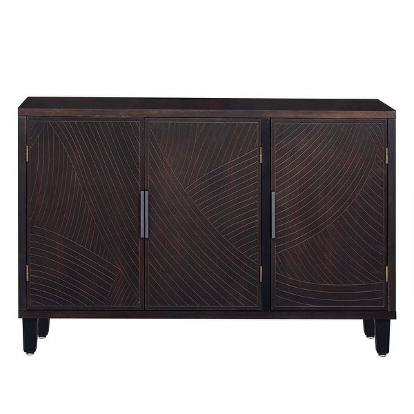 Accent Storage Sideboard with Antique Pattern Doors， Classic Wooden Console Cabinet for Hallway， Entryway， Living Room， Bedroom