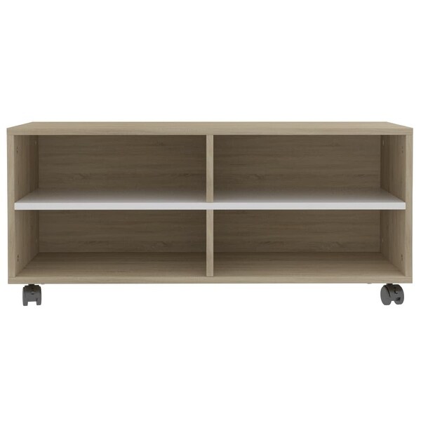 TV Cabinet with Castors White and Sonoma Oak 35.4