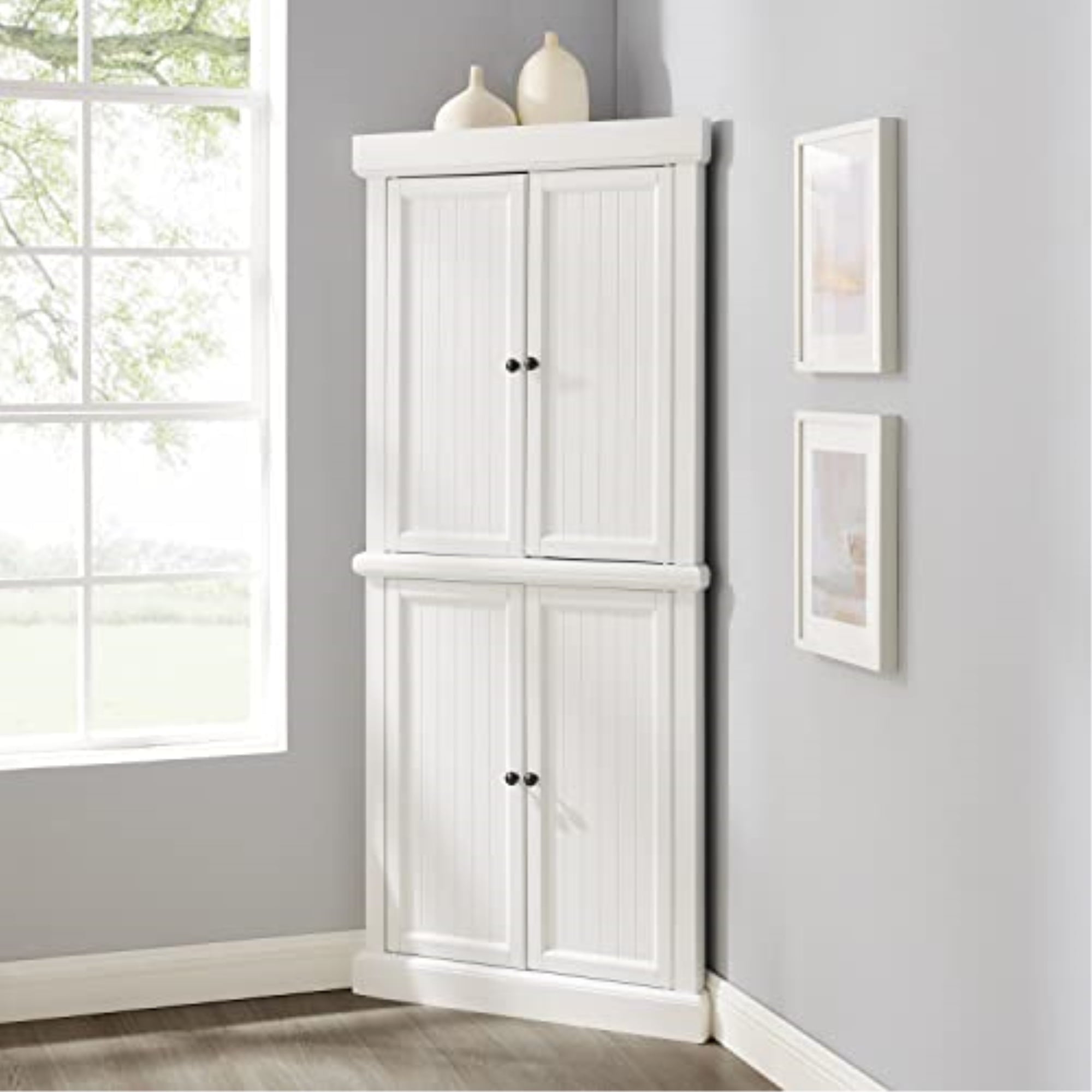 Shoreline Tall Corner Pantry - 2 Stackable Pantries