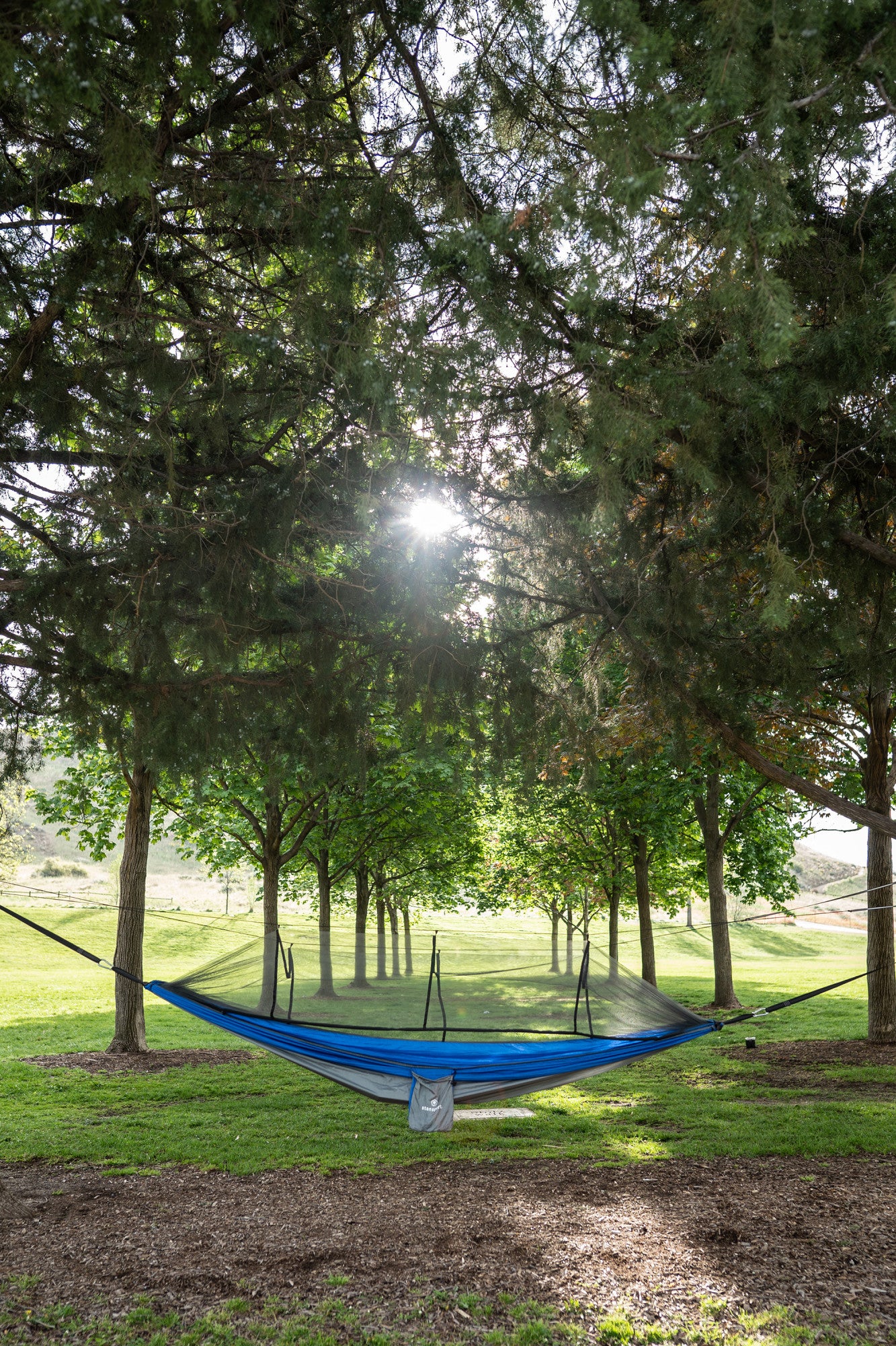 Stansport Packable Nylon Hammock with Mosquito Netting - Blue - 102” length x 54” width - Camping Outdoors