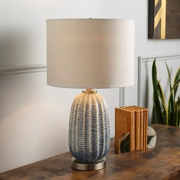 Chiarina Navy/ White Ceramic Table Lamp