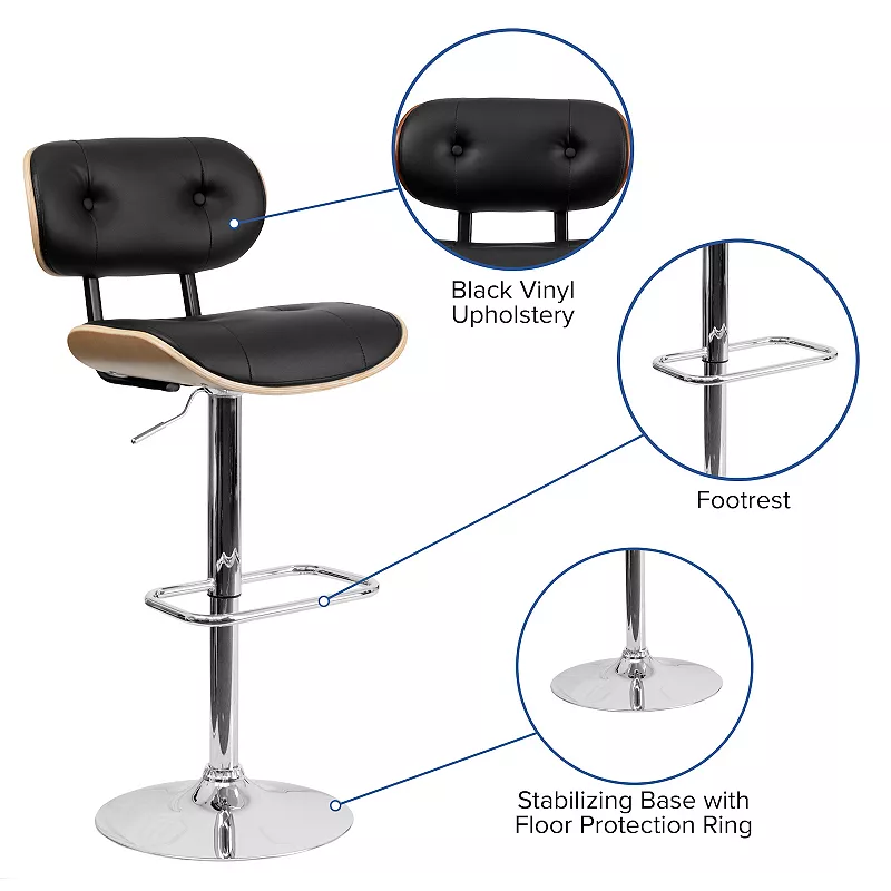 Flash Furniture Tufted Adjustable Height Bar Stool