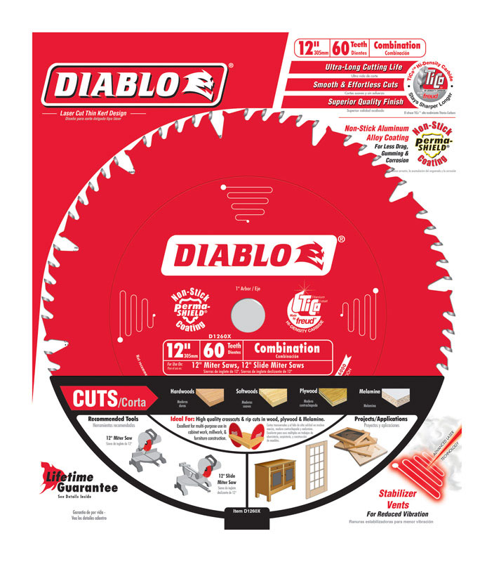 Diablo 12 in. D X 1 in. Carbide Circular Saw Blade 60 teeth