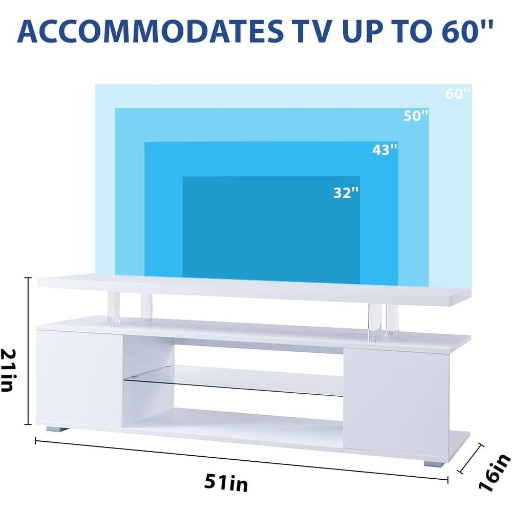 TV Stand Gaming Entertainment Center w/ LED Lights  Media Storage Console Table with Sliding Drawers   Side Cabinets  White