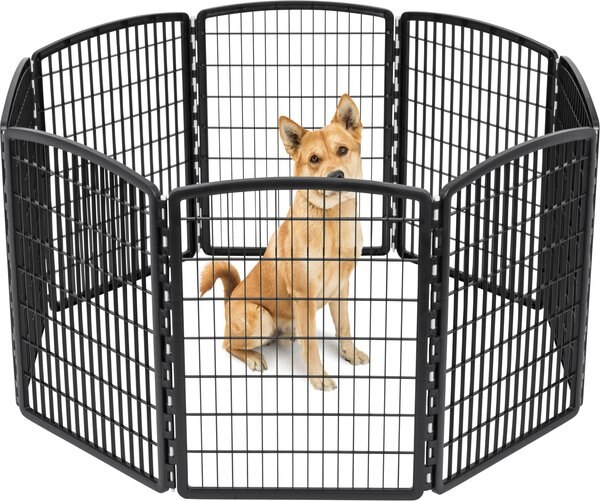 IRIS USA 8-Panel Dog Exercise Playpen， 34-in， Black