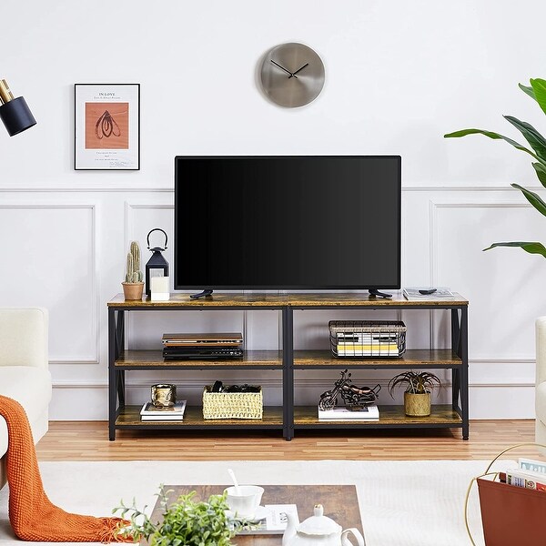 3 Tiers TV Stand for up to 70 Inch TVs， Industrial Media Entertainment Center TV Stand with Storage Shelves for Home