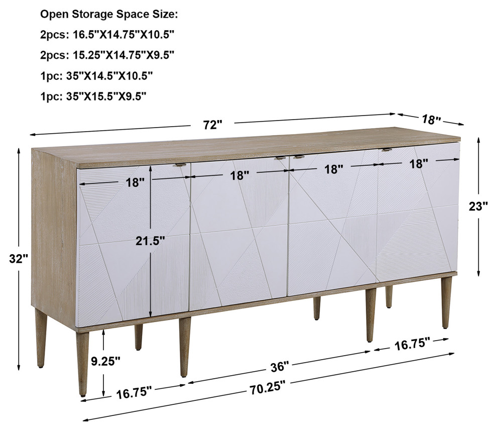 Uttermost Tightrope 4 Door Modern Sideboard Cabinet   Modern   Accent Chests And Cabinets   by Zin Home  Houzz