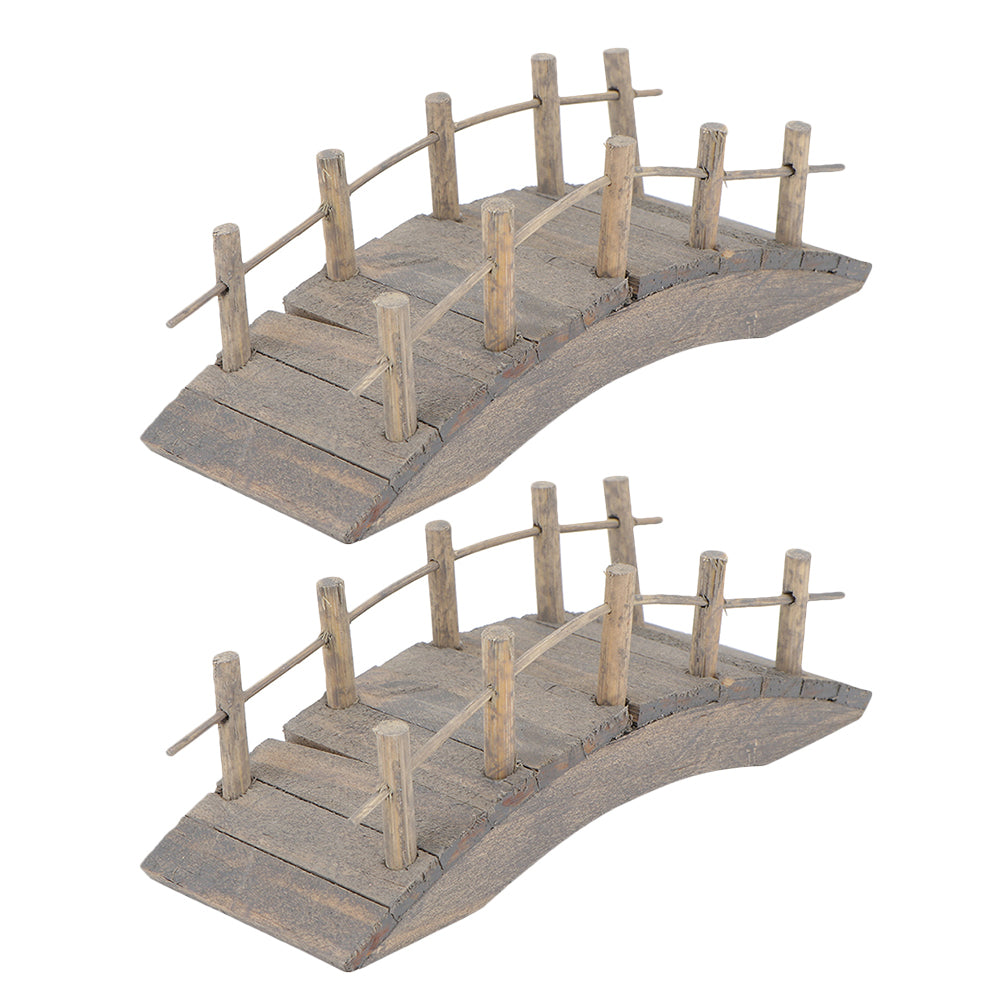 2pcs Miniature Wooden Arch Bridge Model Mini House Garden Micro Scene Accessory