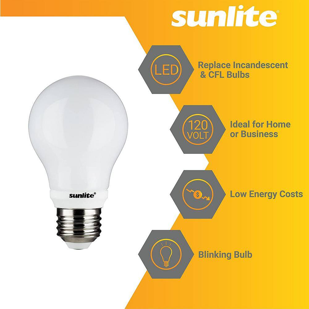 Sunlite 40-Watt Equivalent A19 Blinker Medium E26 Base LED Blinking Light Bulbs in 3000K Warm White (3-Pack) HD03027-3