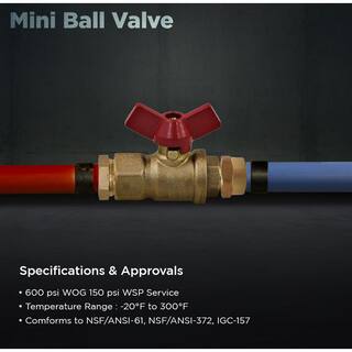 The Plumber's Choice 18 in. Lead Free Brass MIP and FIP Full Port Ball Valve with Butterfly Handle 837NG230-NL