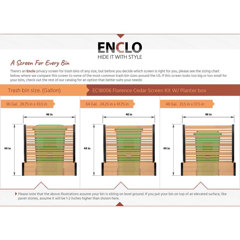 Enclo Privacy Screens Florence 4 ft. x 4 ft. x 1 ft. Cedar Freestanding WoodTek Vinyl Privacy Screen and Planter Box Kit EC18006