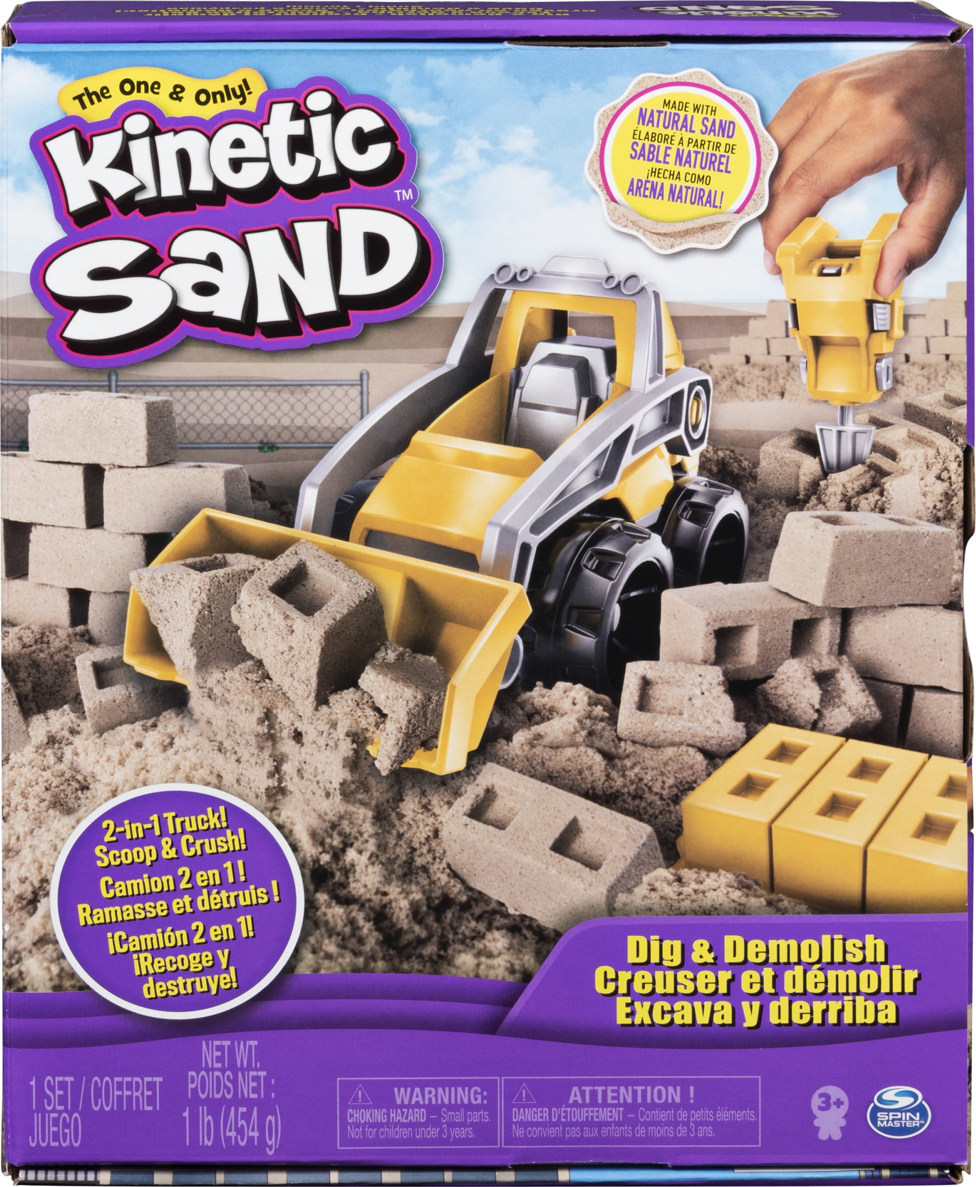 Kinetic Sand, Dig & Demolish Playset with 1lb Kinetic Sand and Toy Truck, Play Sand Sensory Toys for Kids Ages 3 and up