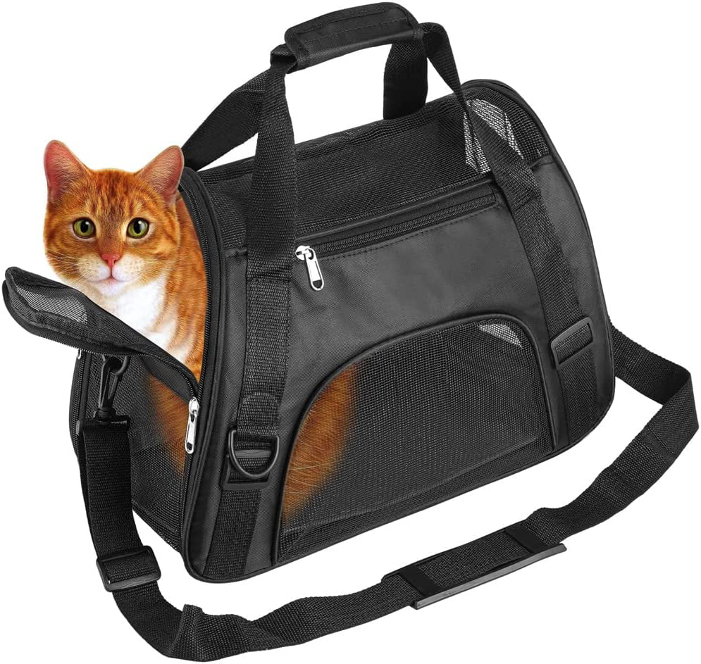 TAHNSTY Pet Carrier Bag， Cat Travel Portable Bag Home， Airline Approved Duffle Bags， for Little Dogs， Cats and Puppies， Small Animals (Small， Black)