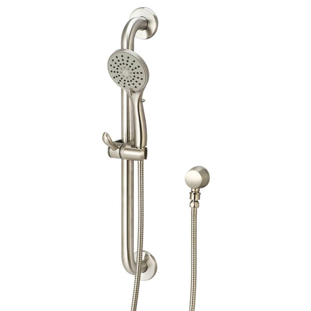 Olympia Faucets 3-Spray 4.1 in. Single Wall Mount Handheld Adjustable Shower Head in Brushed Nickel P-4440-BN