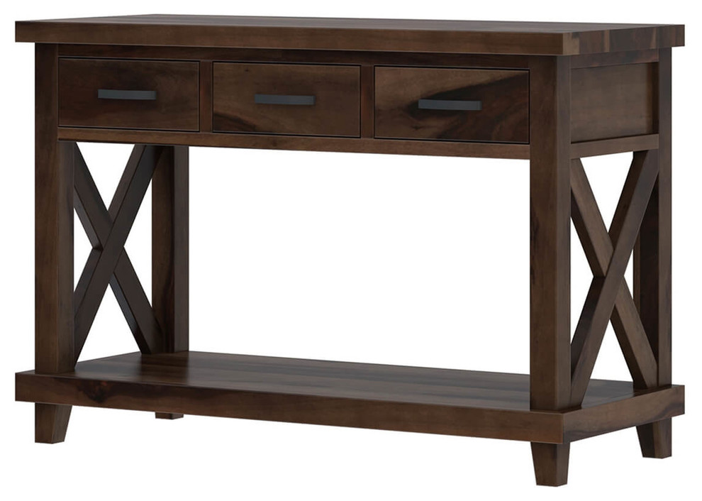 Antwerp 2 Tier Solid Wood Console Hall Table with 3 Drawers   Transitional   Console Tables   by Sierra Living Concepts Inc  Houzz