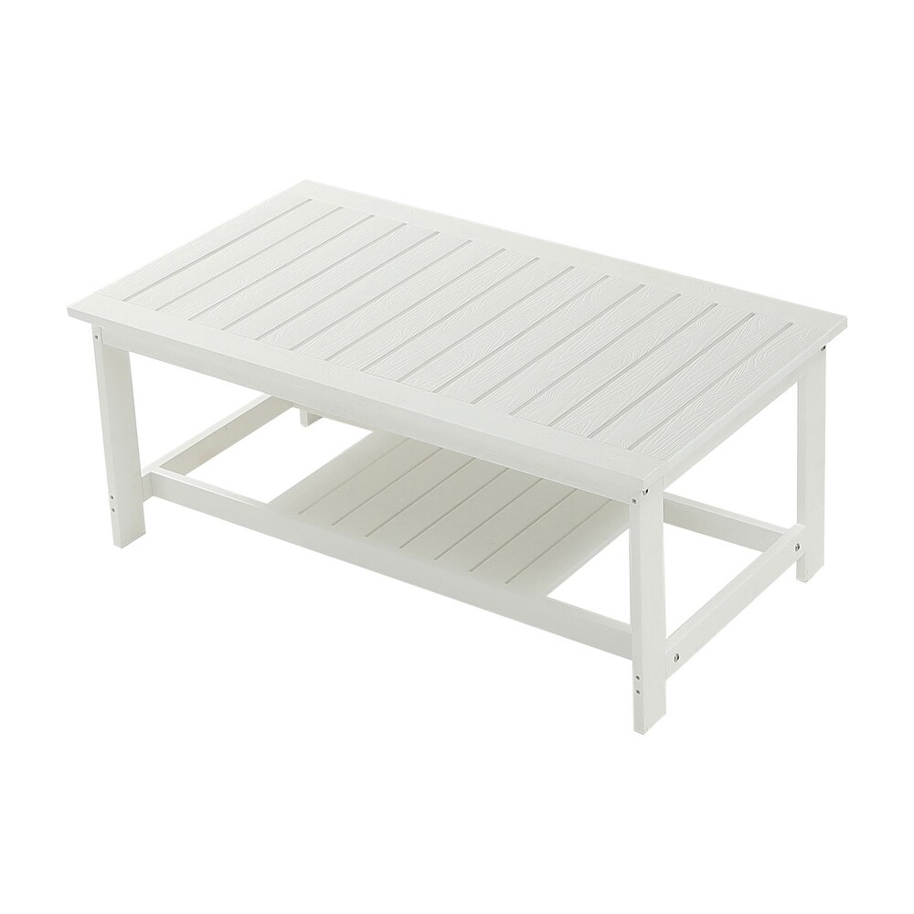 Weather Coffee Table Versatile Outdoor Camping Dining Table with Shelving Layer for Outdoor / Indoor Use (No Stool)