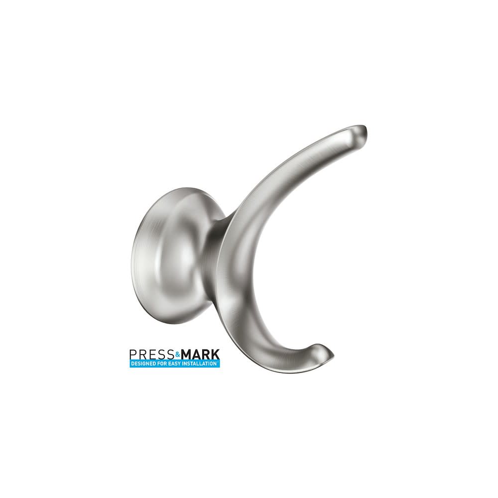 Moen Darcy Brushed Nickel Robe Hook with Press and Mark Stamp 1Pack