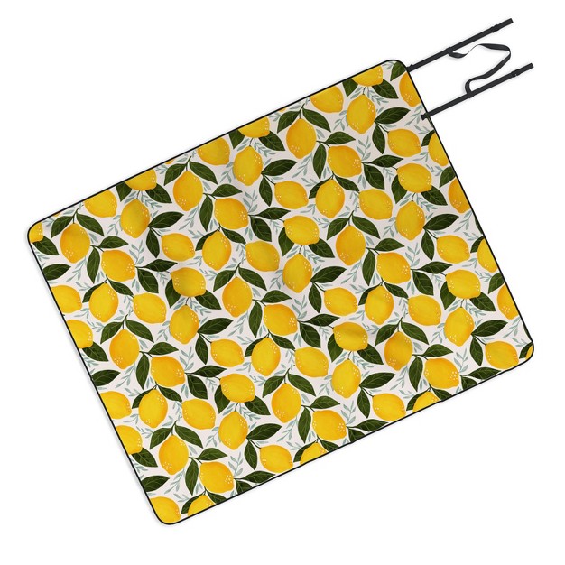 Avenie Mediterranean Summer Lemons I Picnic Blanket Deny Designs