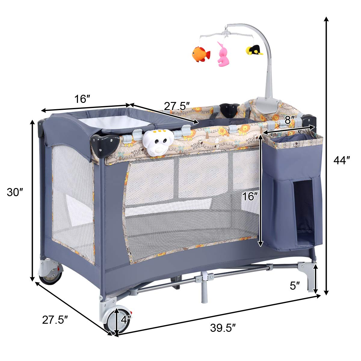 Costzon 3 in 1 Pack and Play with Bassinet, Portable Playard for Baby with Changing Table