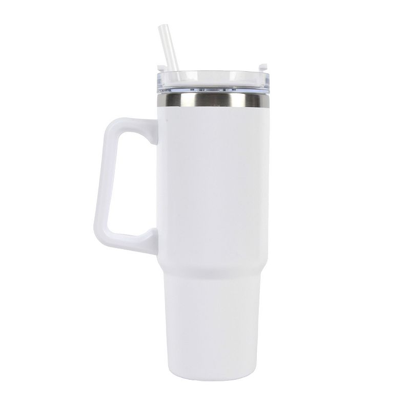 New View Gifts and Accessories Stainless Steel 30-oz. Tumbler with Straw - White