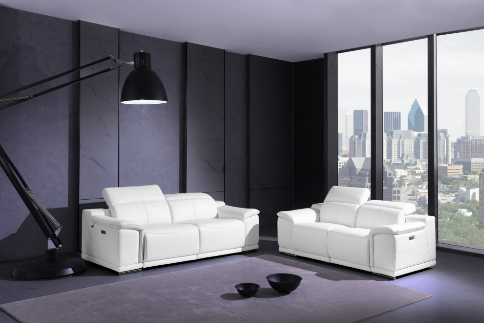 Veneto Italian Leather Power Reclining 2 Piece Set   Contemporary   Living Room Furniture Sets   by Luxuriant Furniture  Houzz