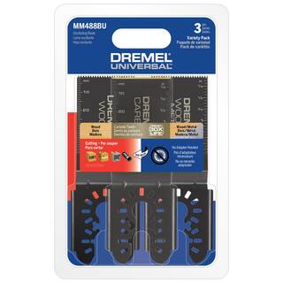 Dremel Universal 1-14 in. CarbideBi-MetalWood Oscillating Multi-Tool Blade Kit (3-Piece) MM488BU