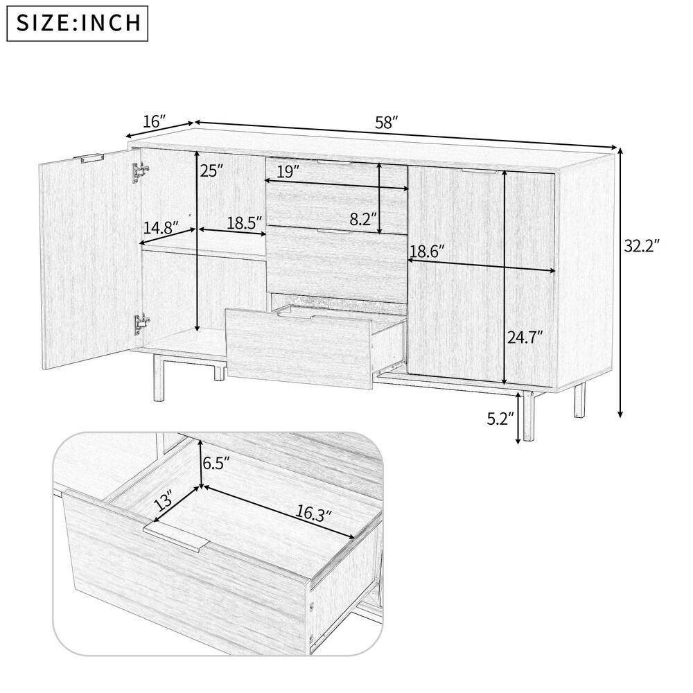 Sideboard Particleboard with Wood Grain Stickers